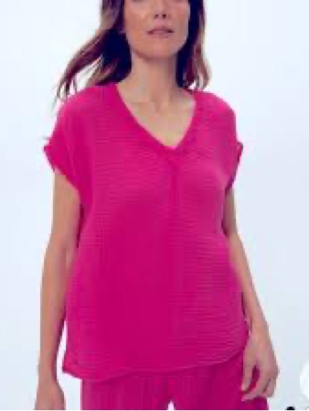 Michael Stars Hot Pink V-Neck Short Sleeve Top